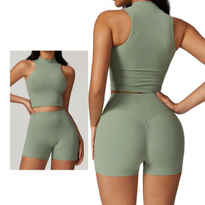 Conjunto de Leggings Cortos para Gimnasio y Yoga, Suaves y Ajustados, Top Deportivo con Tirantes Finos para Mujer, Shorts Deportivos para Ciclismo - Product Image 6