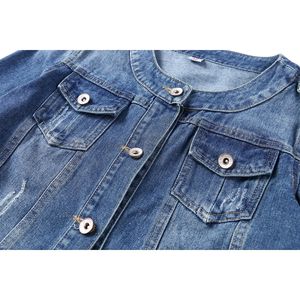 แจ็กเก็ตยีนส์สำหรับผู้หญิงสไตล์สตรีทในเมืองเสื้อคลุมยีนส์ตัวยาวสั้น - Product Image 2