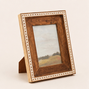 Wholesale Handcrafted Natural Mango Wood Photo <b>Frame</b> Custom Tabletop <b>Picture</b> <b>Frame</b> with Hand-Carved <b>Border</b> Inlay for Home Decor - Product Image 1