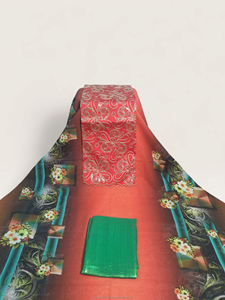 Tela Floral de Lujo Rosa Estampada con Diseño Suizo Dirac y Borde Bordado para Vestidos de Fiesta Somalíes - Product Image 5