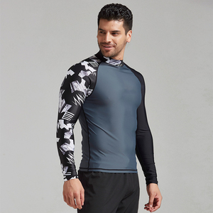 Green Custom Sublimation Printed Sun Protection Clothing <b>Men's</b> Full Sleeve Hooded Rash Guard Breathable Cool Touch Quick Front - Product Image 4