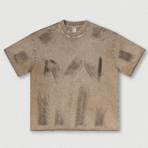 เสื้อยืดโอเวอร์ไซส์ผู้ชาย แบรนด์ Raw Logo แขนสั้น ผ้าคอตตอนเจอร์ซีย์ สไตล์สตรีท คอกลม ลายตัวอักษรด้านหน้าแบบวาดมือ ลุคซักฟอก - Product Image 2