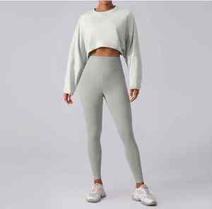 Conjunto Deportivo para Mujer, Top Corto de Manga Larga, Leggings para Gimnasio, Fitness, Yoga, Bra Deportivo, Ropa Deportiva, Conjunto para Correr - Product Image 2