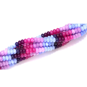 Hermosas cuentas de cuarzo lisas en forma de rondel, de color rosa azulado, de 7-8 mm, cuentas de piedra preciosa de cuarzo multicolor. - Product Image 5