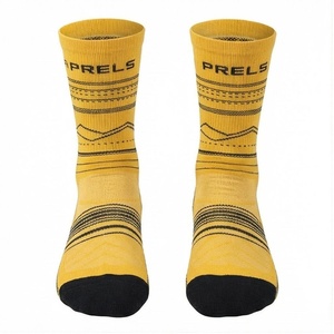 PRELS Crew <b>Socks</b> Yellow Striped Breathable Running <b>Socks</b> for Adults Summer Season - Product Image 1