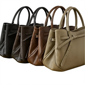 Sac fourre-tout portable en cuir véritable, style vintage, couleur unie, antivol, sac à bandoulière, fermeture ouverte, été, automne, toutes saisons - Product Image 1