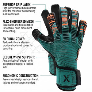 Gants de gardien de but professionnels en caoutchouc pour l'entraînement au football, respirants, avec paume en latex à haute adhérence, fermeture sécurisée du poignet, flexibles - Product Image 5