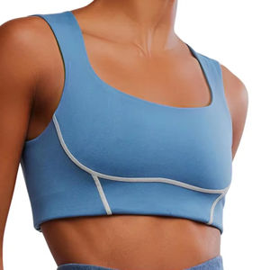 Soutien-gorge de sport respirant en tissu doux pour femme, grande taille, maintien élevé, style simple, couleur et positionnement avant personnalisables - Product Image 1