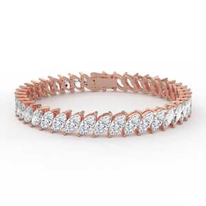 กำไลข้อมือเพชรทรงมาร์ควิสแบบซิกแซก ตัดเฉียง ทอง 14k 18k ดีไซน์ไดนามิกแบบสลับขาหนีบ - Product Image 2