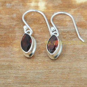 Pendientes de Piedra Preciosa de Granate Rojo Natural, Pendientes de Plata de Ley 925 Hechos a Mano, Joyería de Granate para Esposa - Product Image 6