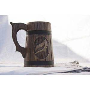Wooden <b>Beer</b> Mug Laser Engraved Vintage Classic Style With Handle For <b>Beer</b> Drinking - Product Image 1