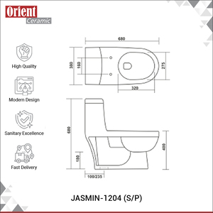 Proveedor Indio Vende Inodoro de Cerámica Blanco de Una Pieza de Alta Calidad Hecho en India para Uso Doméstico y Hotelero - Product Image 3