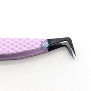 Pince à épiler pour extensions de cils, noire mate, avec embout en fibre rose, applicateur de cils, pince à épiler à pointe diamant pour extensions de cils - Product Image 3