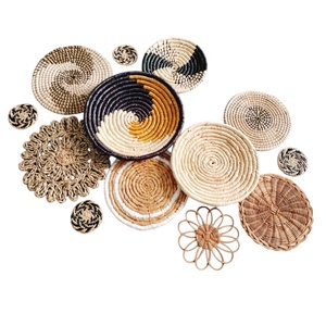 Decoración de cesta de pared redonda Bohemia hecha a mano con algas marinas y materiales de ratán estilo clásico para sala de estar de granja - Product Image 4