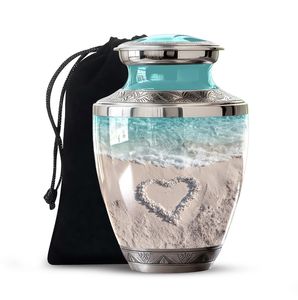 Ocean Sand European Style Memorial Urn Personalized Customizable <b>Keepsake</b> Cremation <b>Ash</b> Urn Engraved Glass Drawstring Bag - Product Image 1