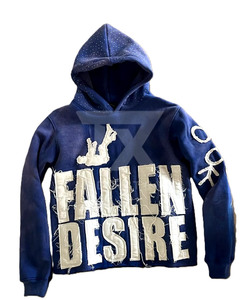 Distressed Vintage Acid Washed No <b>Strings</b> 100% Cotton Winter <b>Hoodies</b> Custom Puff Printing Distressed Embroidery Cropped - Product Image 4