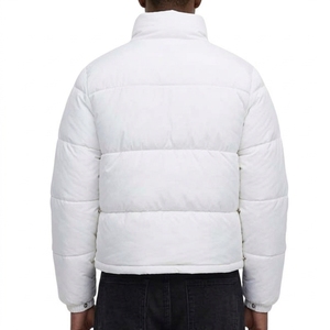 Veste d'hiver pour homme, blanche, à capuche amovible, épaisse, en duvet, coupe-vent, décontractée, à fermeture éclair, col montant, veste chauffante - Product Image 3
