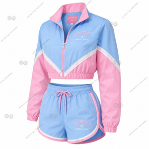 Ensemble veste coupe-vent et short pour femme, brodé, color block, au-dessus du genou, séchage rapide, de la marque grecque Jack and Jill of America Inc., vente en gros - Product Image 2