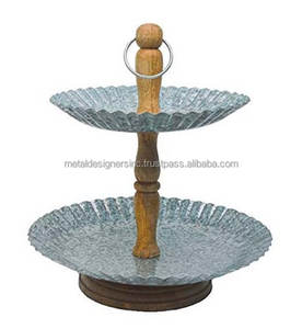 Ensemble de 3 supports à gâteaux ronds côtelés en métal galvanisé Outils de vaisselle au design simple et attrayant - Product Image 2