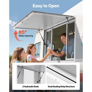 Finestra di Servizio in Lega di Alluminio 60x36 Pollici per Food Truck, Angolo di 85 Gradi, con 4 Pannelli Scorrevoli - Product Image 4