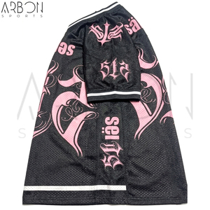 Maillots de football américain tendance, nouvelle collection, col en V, noir et rose, grandes tailles, avec impression par transfert thermique - Product Image 2