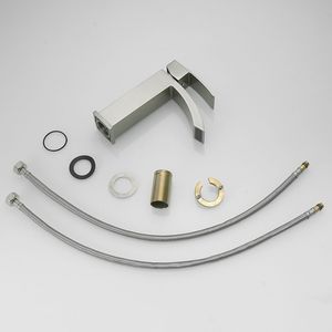 Rubinetto Moderno Monocomando Monoforo per Lavabo Bagno, Finitura Nichel Spazzolato, Rubinetto Monocomando per Lavabo Vanity - Product Image 1