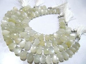 Perles de pierre de lune blanche naturelle en forme de goutte d'eau, facettées, 7x12mm, brillette, 8 pouces de long, perles de pierre de lune en forme de poire - Product Image 3