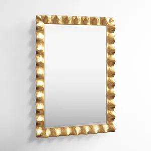 Gold Plated <b>Rectangular</b> Wall <b>Mirror</b> With Irregular Frame Glam Home Decor Entryway Accent <b>Mirror</b> - Product Image 2