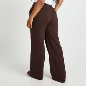 กางเกงวอร์มผ้าฝ้ายคุณภาพสูงสำหรับผู้หญิง ทรงปกติ สีน้ำตาลล้วน สไตล์ลำลอง ทรงหลวม เอวยางยืด - Product Image 3