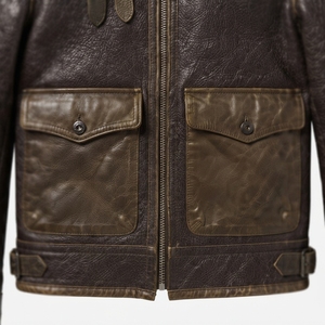 <b>Men</b> Genuine Leather <b>Sherpa</b> Lined Hooded Bomber <b>Jacket</b> Windproof Winter Outerwear Cotton Filled Moto Biker Style - Product Image 5