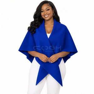 Cosh International Sorority Sisterhood Blue <b>Wool</b> Poncho <b>Shawl</b> With Custom Logo Elegant Winter Wear For Women - Product Image 3