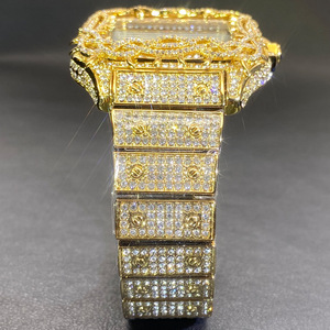 Reloj de Pulsera de Cuarzo para Hombre, Diseño Esqueleto con Flores, Diamantes Cuadrados Dorados, Estilo Lujoso, Sin Logotipo, 2026 - Product Image 6