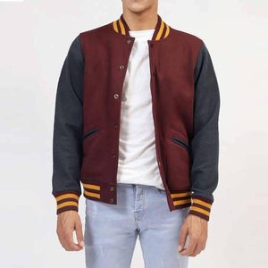 Veste universitaire pour homme, gris bordeaux, coupe classique, style décontracté, col rabattu, fermeture à boutons, extérieur en polyester et coton, pour l'automne - Product Image 1