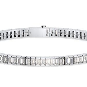 Moissanite Tennis Bracelet Silver Baguette Cut Sparkling Elegant <b>Gift</b> Her Engagement Wedding Party Anniversary Bridal Trendy GRA - Product Image 3
