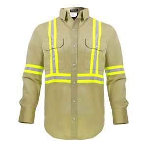 FR Vêtements de sécurité haute visibilité haute visibilité-88% C/12% N 7oz Chemise ignifuge en X-Large Kaki - Product Image 1