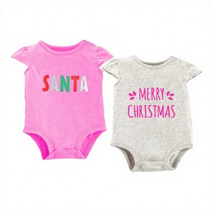 cheap wholesale indian manufacturer Baby boy & baby girl clothes romper Christmas santa bodysuit onesie romper 3 pcs set - Product Image 1