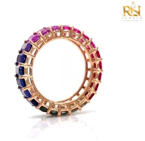 Bague de mariage de luxe unisexe en or massif 9K/14K/18K avec diamant de laboratoire taille émeraude, sertie sur toute la longueur, couleur DEF, bijoux fins OEM ODM - Product Image 4