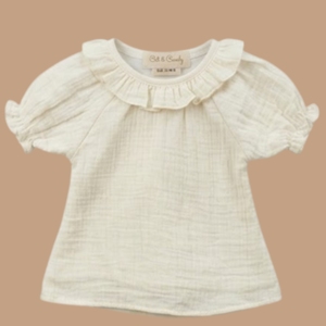 <b>Cot</b> & Candy Solid Organic Muslin Frill Top with Shorts Palm Breezy Collection for Summer - Product Image 2