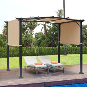 Pergola Retrattile 8 X 10 con Telaio in Acciaio e Copertura Superiore, Tenda Ombreggiante per Esterni in Tessuto Poliestere - Product Image 2