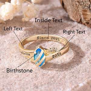 Anillo de Graduación Universitario Personalizado BOJ School Ring 052, Anillo de Colegio Secundario para Ella, con Piedra de Nacimiento, Plata 925, ¡Oferta! - Product Image 2