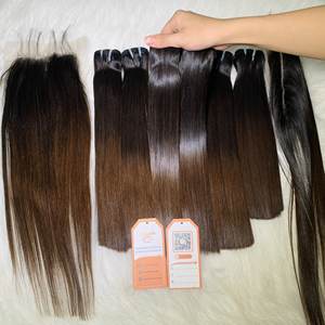 Couleur de la pointe brune 100% paquets de cheveux humains bruts vietnamiens vierges Extensions alignées sur les cuticules Prix pour la fabrication de perruques - Product Image 5