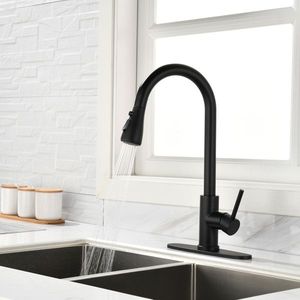 Rubinetto da Cucina Monocomando in Acciaio Inox Nero Lucido con Doccetta Estraibile, Montaggio a Foro Singolo, Stile Commerciale - Product Image 5