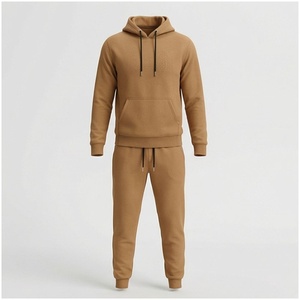 Conjunto Deportivo para Hombre, Color Camel, Manga Larga, con Capucha, Color Sólido, Transpirable, Corte Regular, para Otoño - Product Image 1
