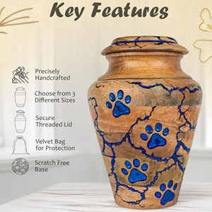 Custom Logo Wooden Cremation Urn Supplier Wooden Urn for Adult Ashes with Velvet Interior by AYAANS - Product Image 3