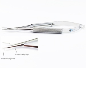 Portaagujas/Tijeras Ayres con mandíbulas curvas y mango redondo de 5.5'' (14cm) de acero inoxidable, instrumento quirúrgico oftalmológico - Product Image 5