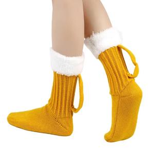 Chaussettes courtes pour hommes, jaunes, unies, antidérapantes, en acrylique tricoté, avec bordure en polaire blanche, standard, pour le sport d'été - Product Image 1