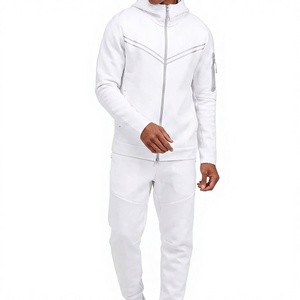 Conjunto Deportivo de Dos Piezas para Hombre, con Capucha, Color Blanco, Felpa Francesa, Transpirable, Estilo Casual y Deportivo para Otoño, Traje de Entrenamiento - Product Image 1