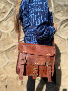 Bolso de mano de cuero de cabra hecho a mano, bandolera elegante de 9x11 pulgadas, bolso de cuero marrón - Product Image 3