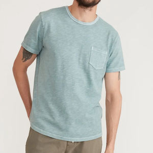 Camiseta de Algodón Orgánico con Bolsillo, Camiseta de Verano para Hombre, Manga Corta, Camisetas de Color Sólido, Camisetas Personalizadas, Ropa Sostenible - Product Image 3