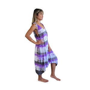 Women Handmade Tie Dye Short <b>Dress</b> Soft Rayon Sleeveless V Neck <b>Loose</b> Fit Bohemian Casual Summer <b>Dress</b> - Product Image 4